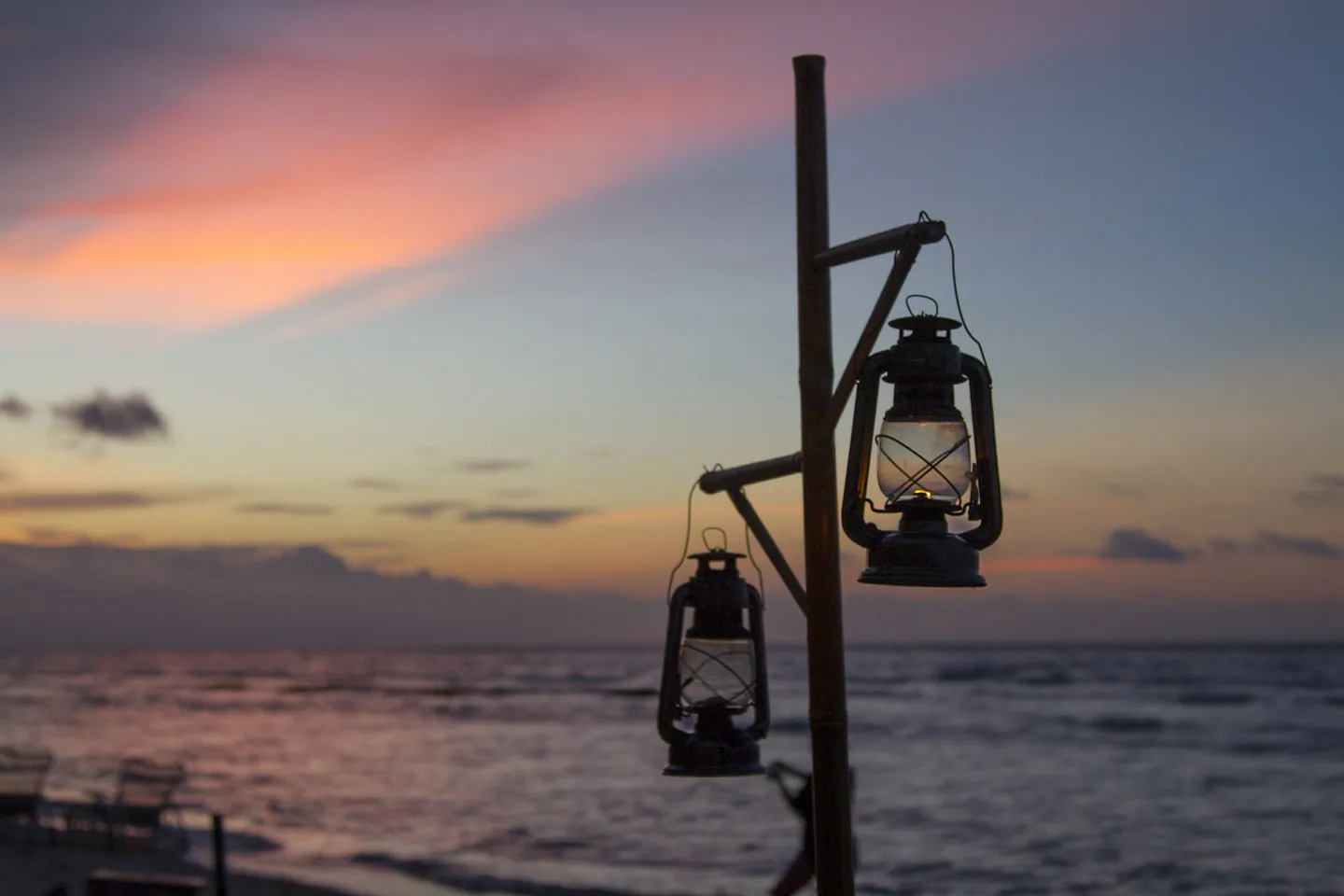 Lanterns and Sunset from Karma Kayak, Gili Trawangan