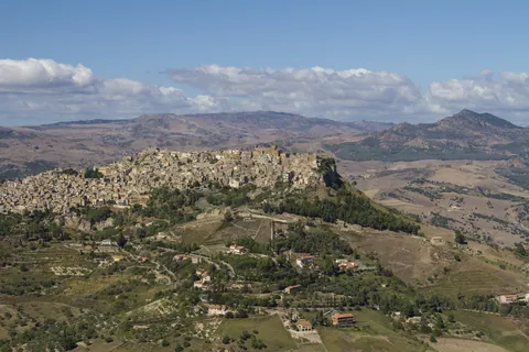 Hilltop village of Calascibetta, central Sicily