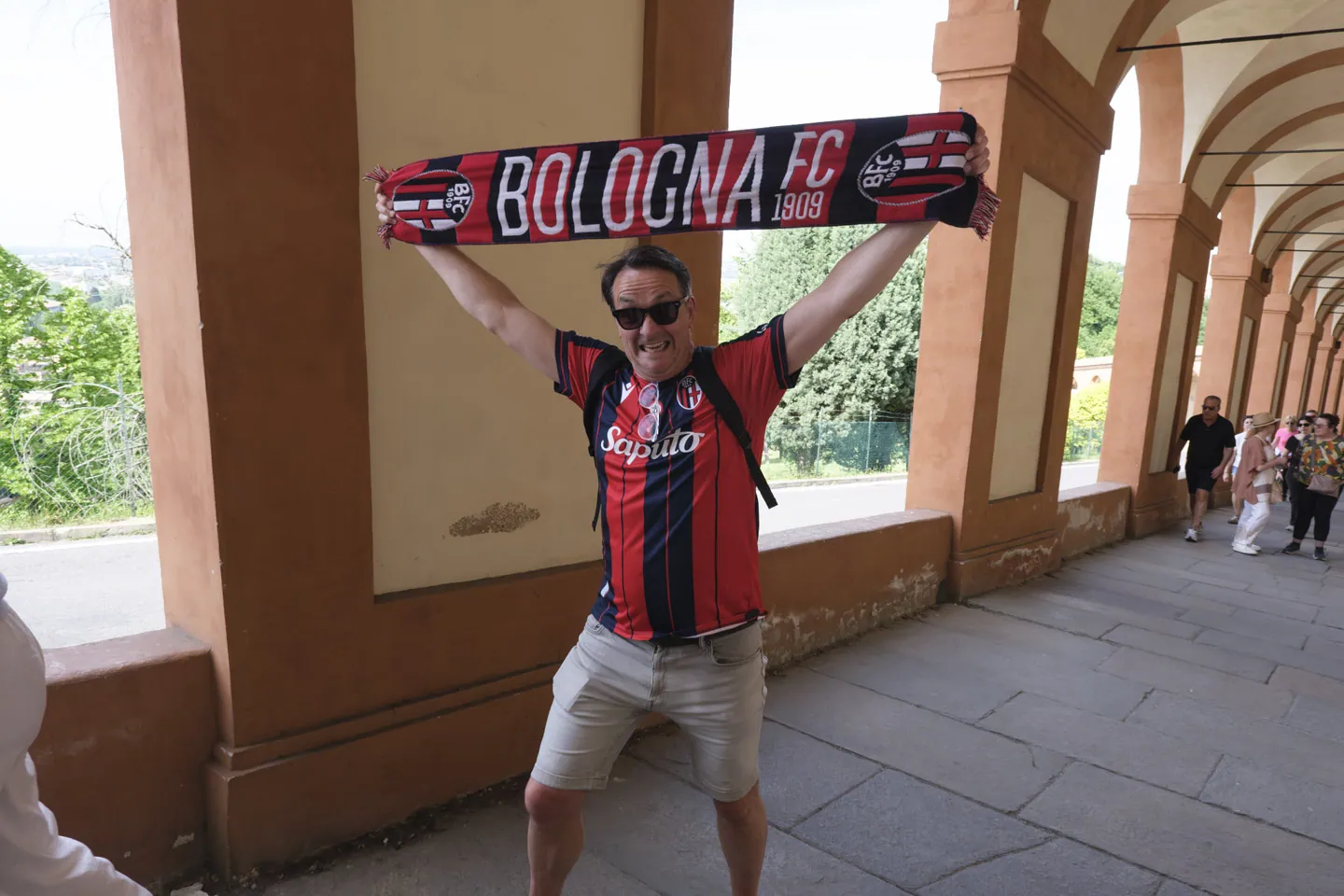 Bologna Fan on the steps of the San Luca