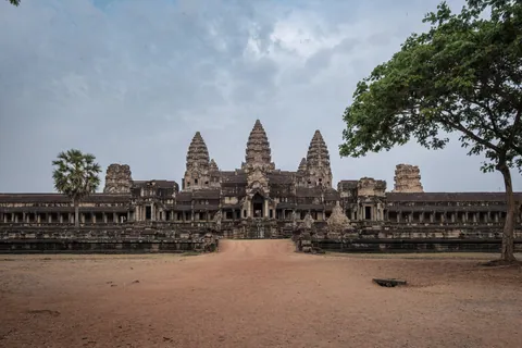 East gate of Angkor Wat at Sunrise