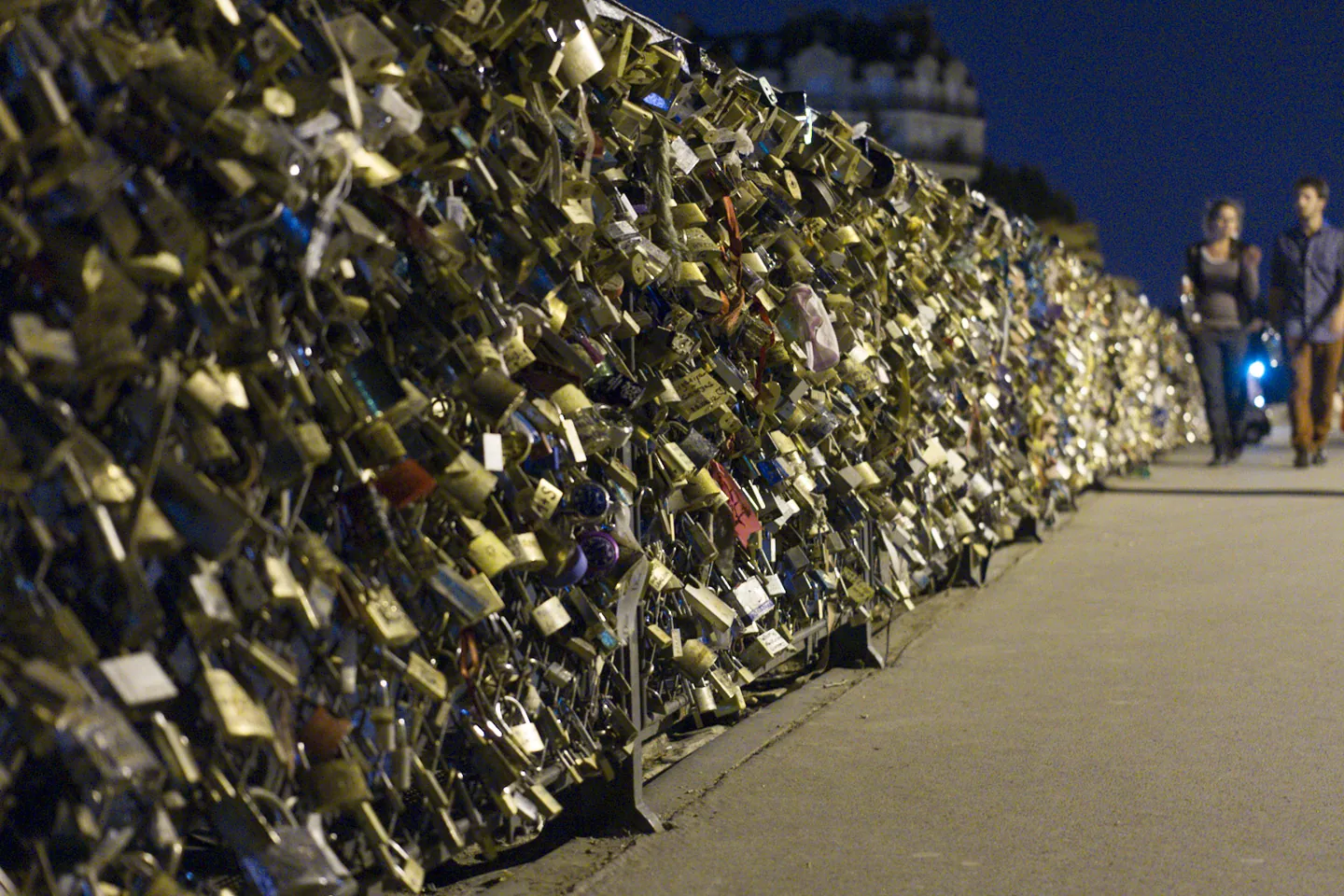 Love Locks on the Pont de l'Archeveché, Night