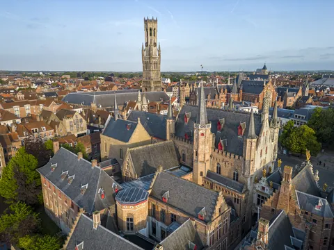The Belfry over the roofs of the City Hall, Bruges