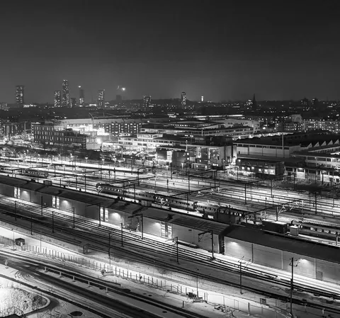 Train tracks by night, Copenhagen