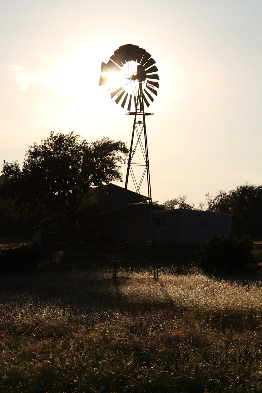 Sunset Windmill, Canyon Wren Ranch, Comfort, TX