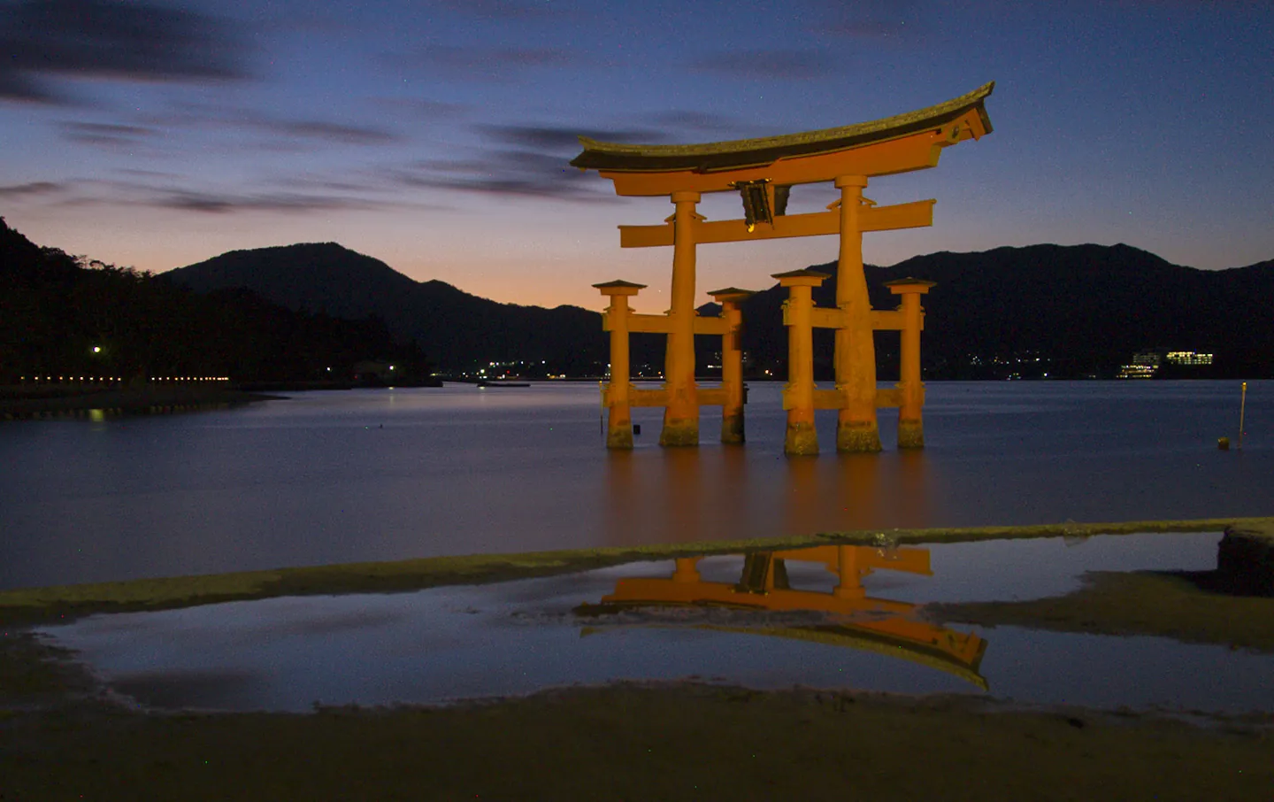 Long Exposure of the famous Torii Gate of the Itsukushima Shrine, Miyajima