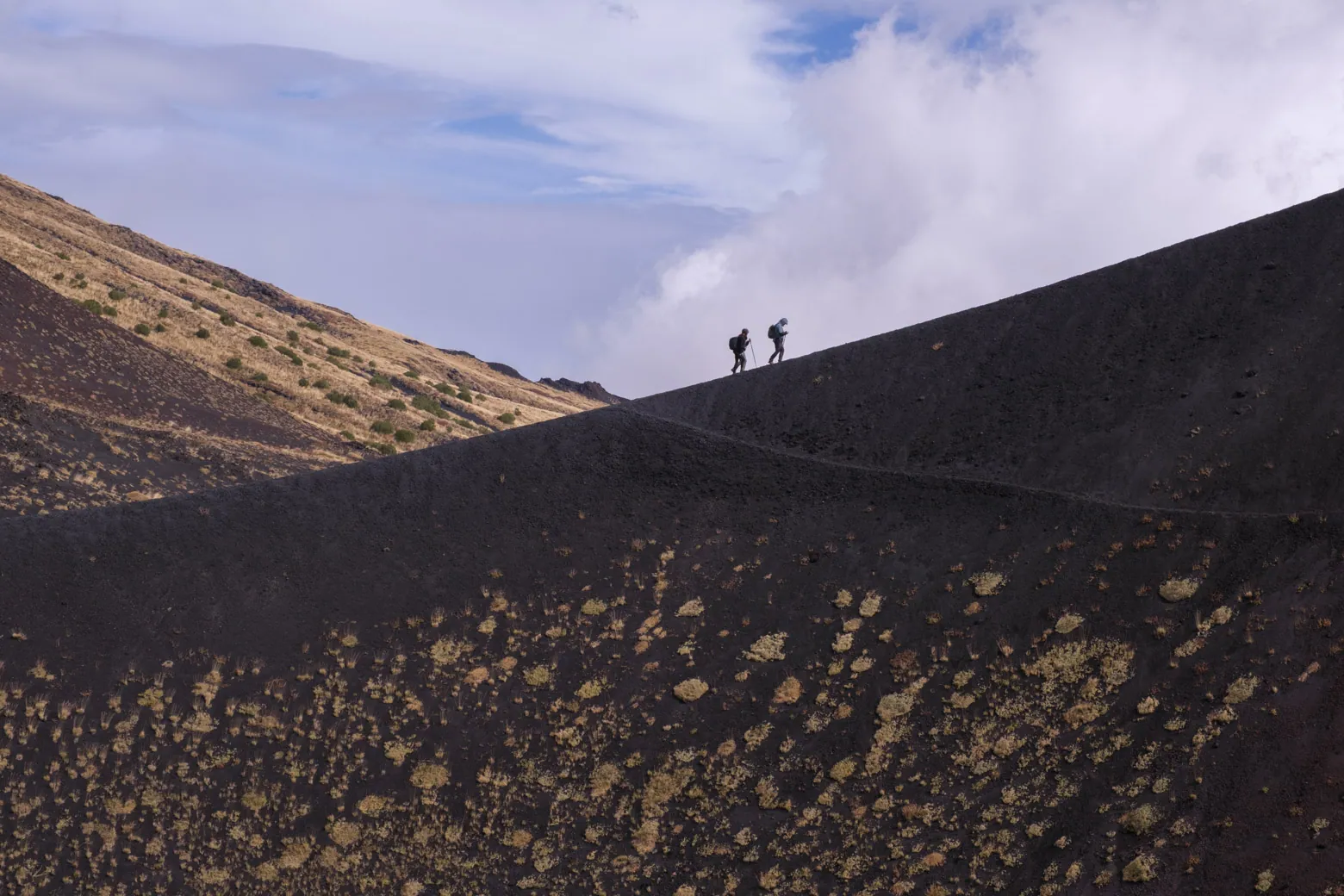 Hikers on Mount Etna